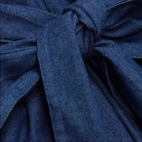 C/MEO Collective Kind to you Romper Puff Sleeve Cross Back Romper in Indigo - Picture 8 of 14